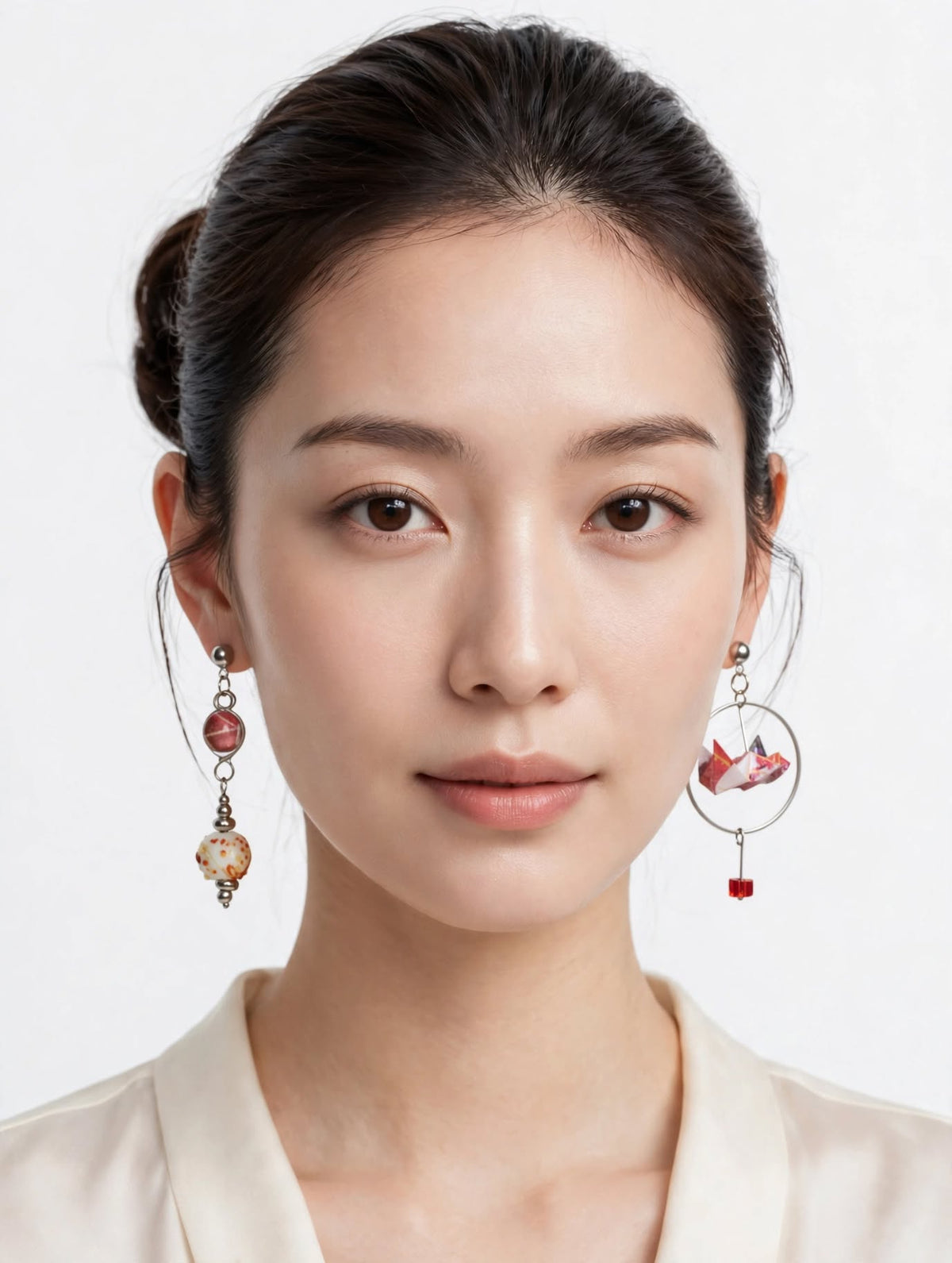 Boucles d'oreilles origamis oiseau rouge N°série 2