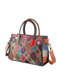 Sac à main en cuir véritable patchwork multicolore
