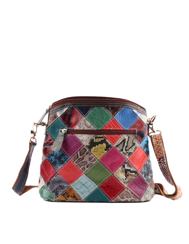 Sac à main en cuir véritable patchwork fleuri et multicolore (Copie)