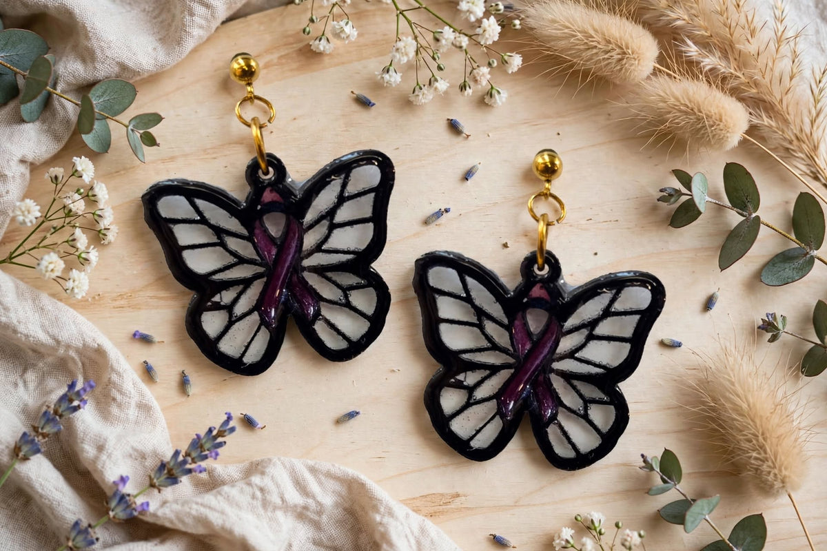 Boucles d'oreilles "Pink Butterfly" (Action Octobre Rose)