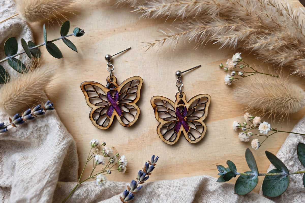 Boucles d'oreilles "Pink Butterfly" (Action Octobre Rose)