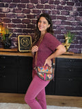 Sac bandoulière en cuir véritable patchwork multicolore