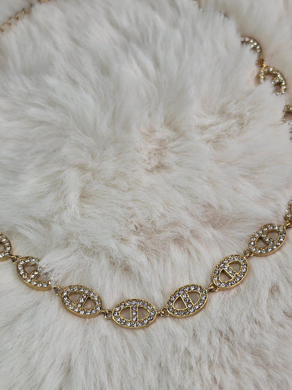 Collier ras de cou mailles marines dorées strass - acier inoxydable