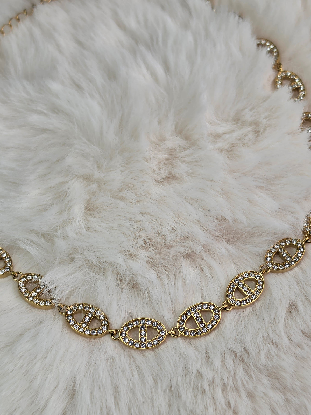 Collier ras de cou mailles marines dorées strass - acier inoxydable