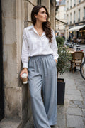 Pantalon fluide 100% viscose bleu ciel