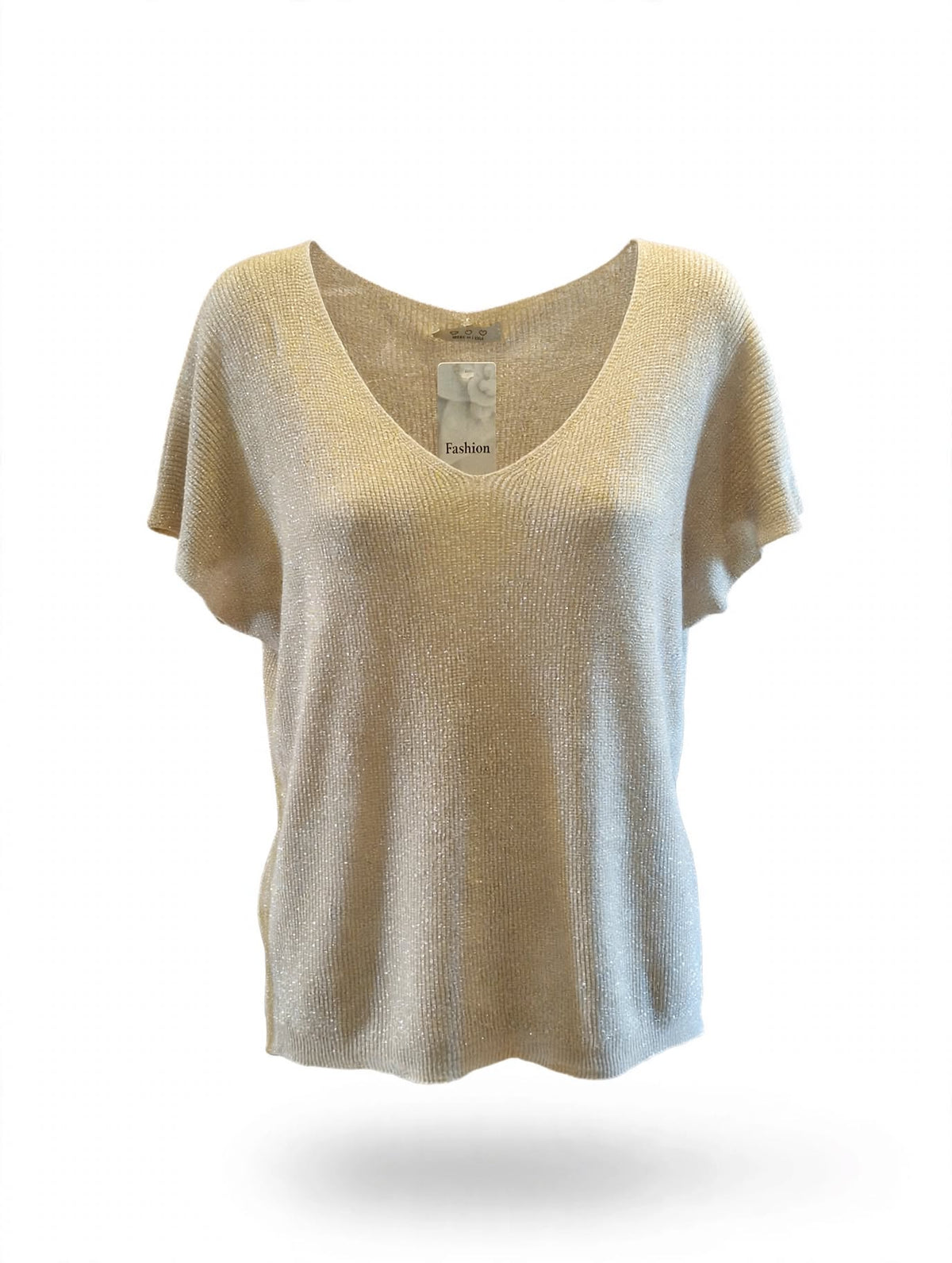 T-shirt Lurex/viscose beige