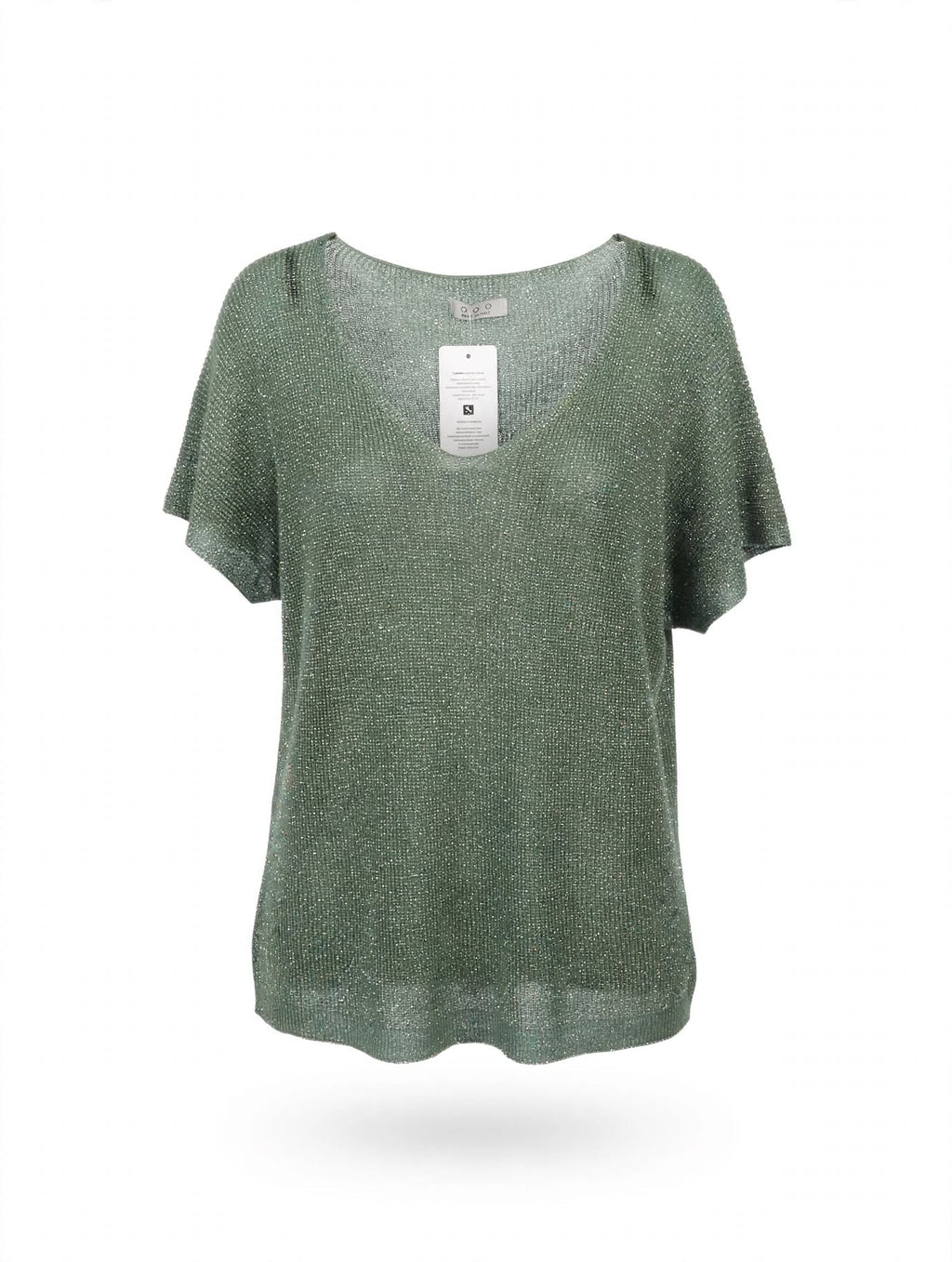 T-shirt Lurex/viscose vert sauge