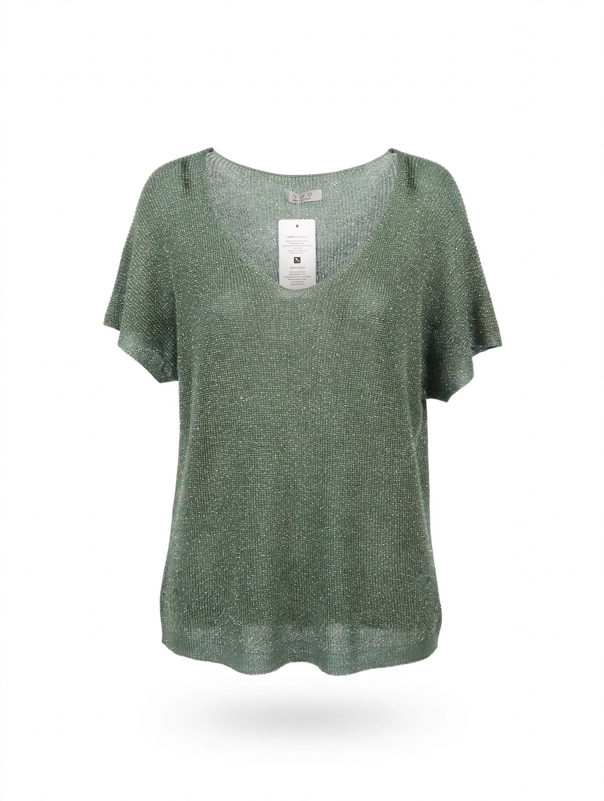 T-shirt Lurex/viscose vert sauge