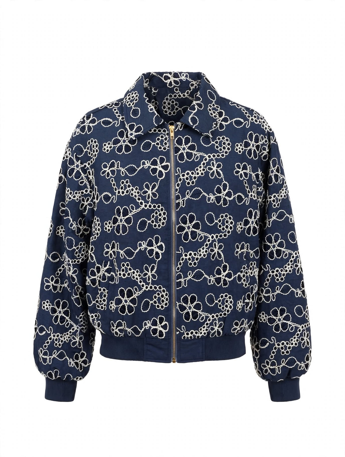 Veste Bomber Marine Broderie Anglaise