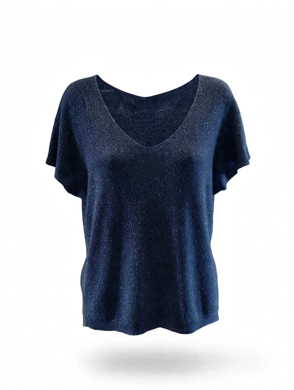 T-shirt Lurex/viscose bleu nuit