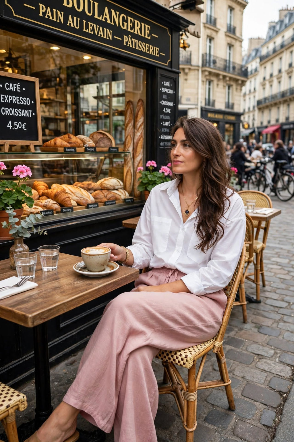 Pantalon fluide 100% viscose rose