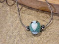 Collier acier inox et perle de verre  artisanale