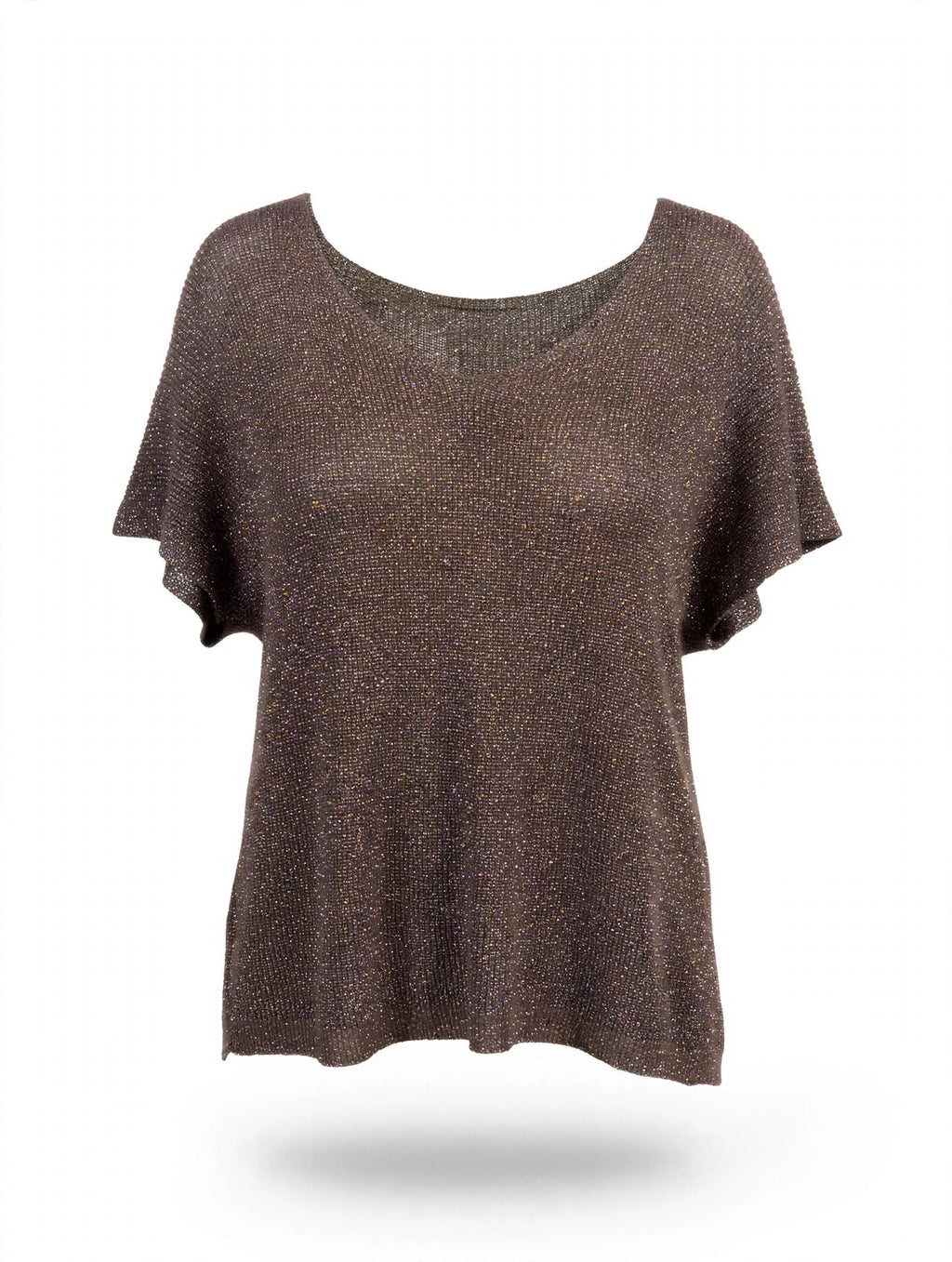 T-shirt Lurex/viscose marron