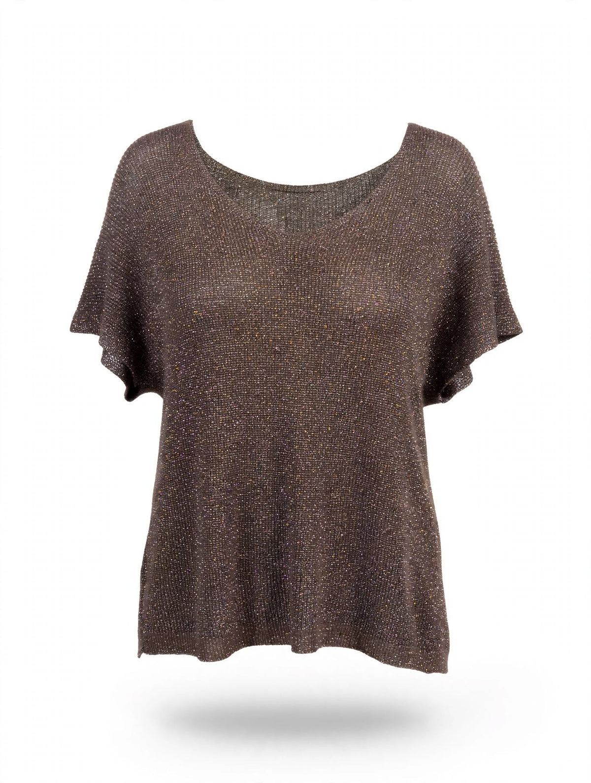 T-shirt Lurex/viscose marron