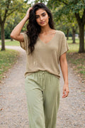 T-shirt Lurex/viscose beige