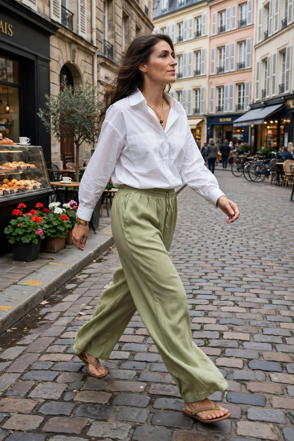 Pantalon fluide 100% viscose Vert clair