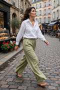 Pantalon fluide 100% viscose Vert clair