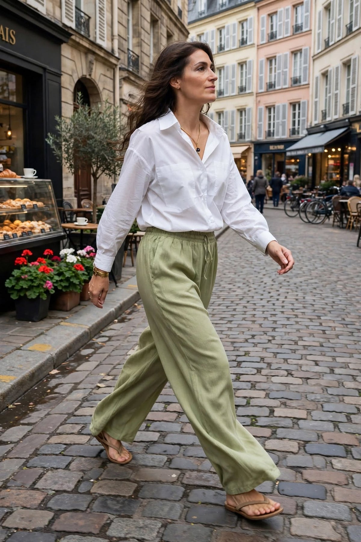 Pantalon fluide 100% viscose Vert clair